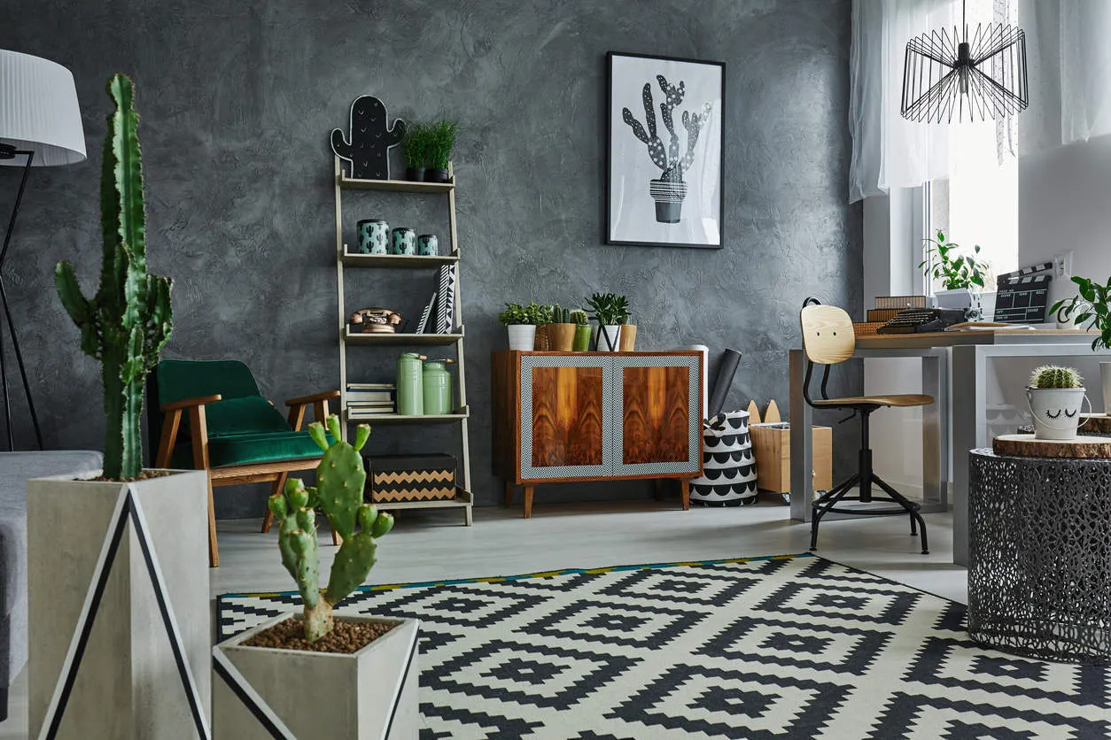 cacti decor, living room, rug, furniture, beautiful room