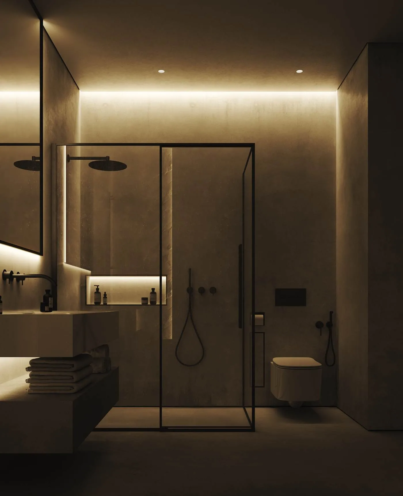 ceiling lights in a bathroom with toilet and shower