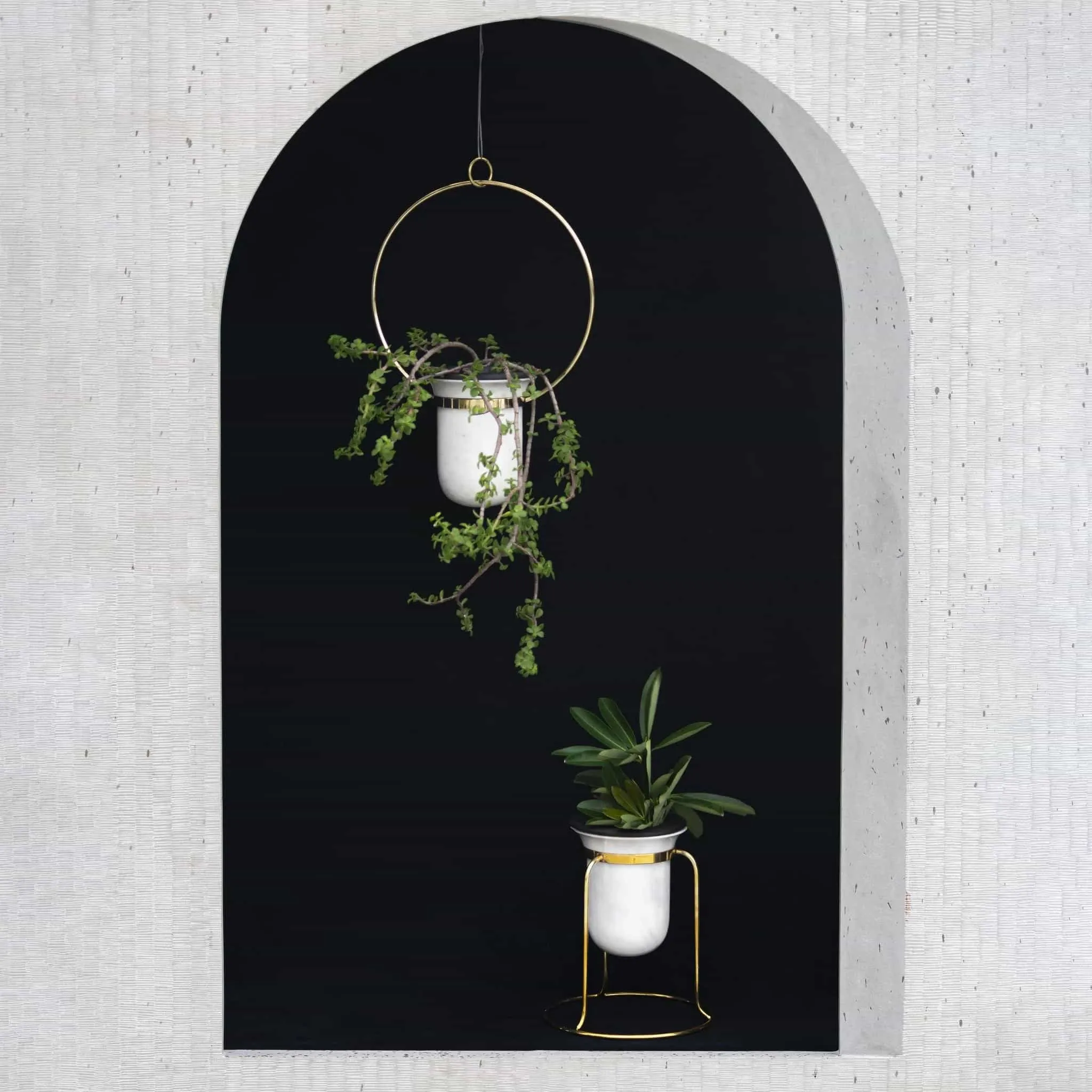 minimal look, hanging indoor planters, with stand