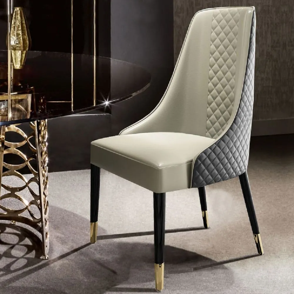 faux leather seat with sleek metal leg, placed in living room, beautiful furniture