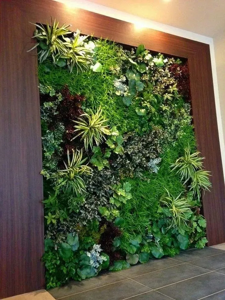 Vertical faux flowers and leaves wall