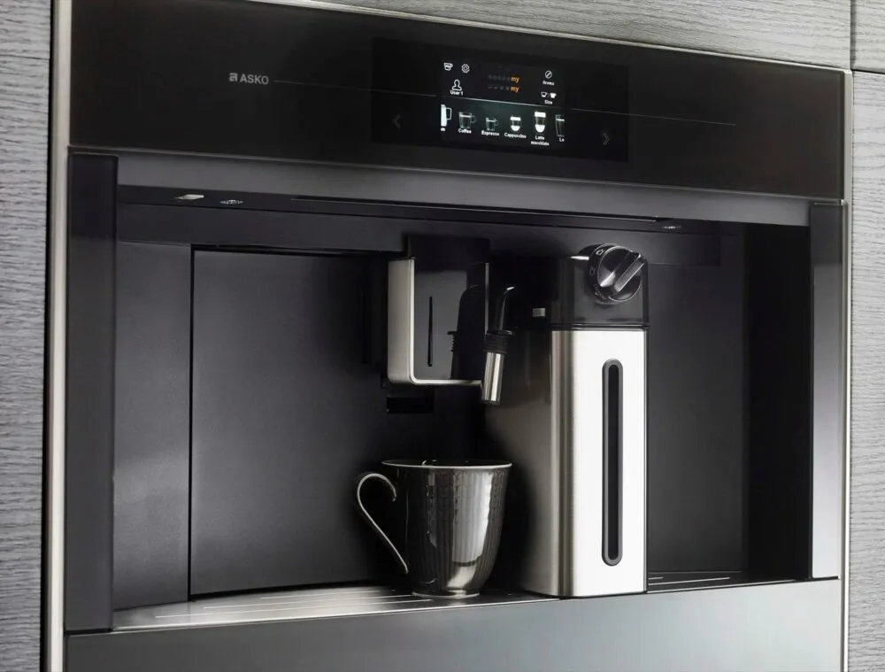 sofa black coffee machine by hafele with a cup