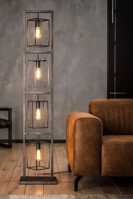 beautiful tower stand light, placed in the living room to add an elegant accent, placed near the furniture