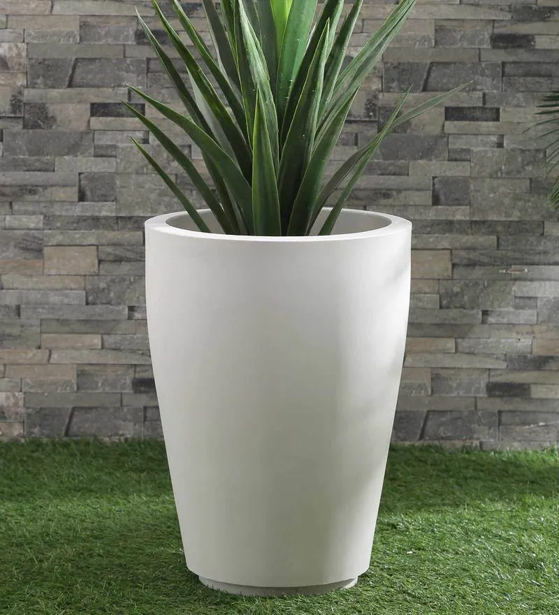 Plastic polymer planter white