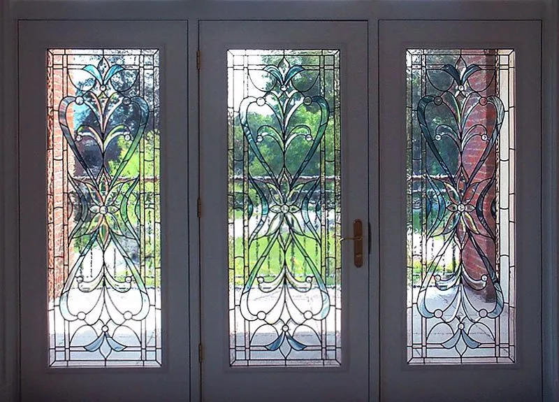 blac frame glass stained door