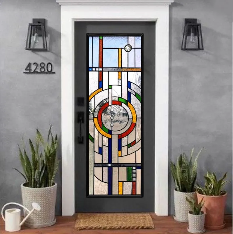 Colourful stained glass door