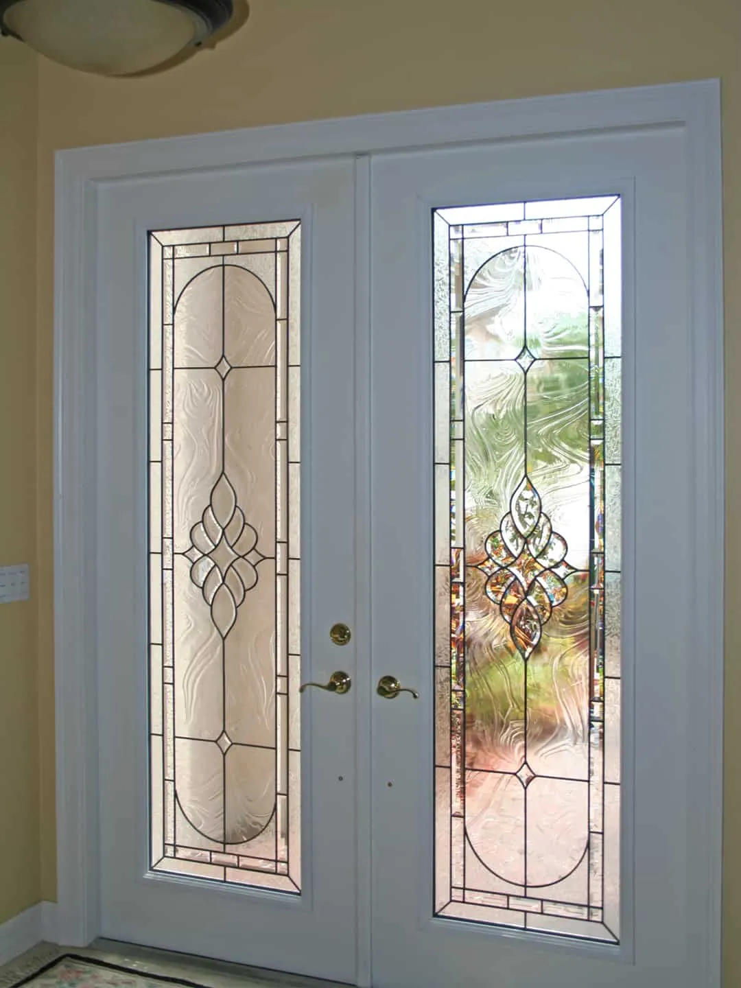 white frame glass door