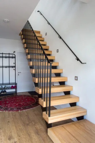 Floating wooden staircase