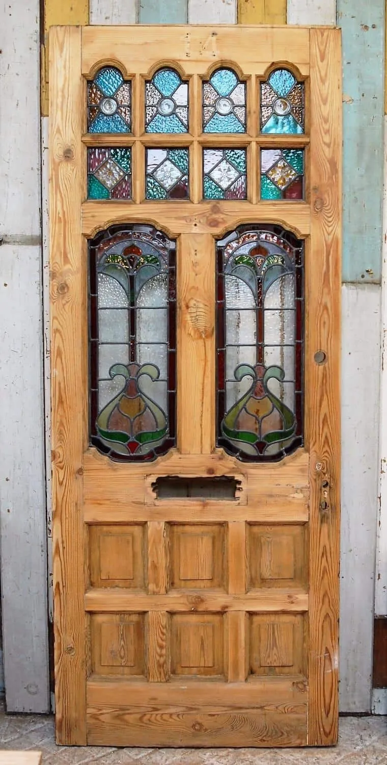 Wood+glass stained door