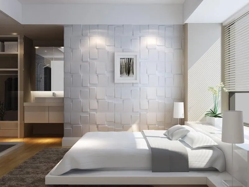 white 3D pattern wall for your bedroom