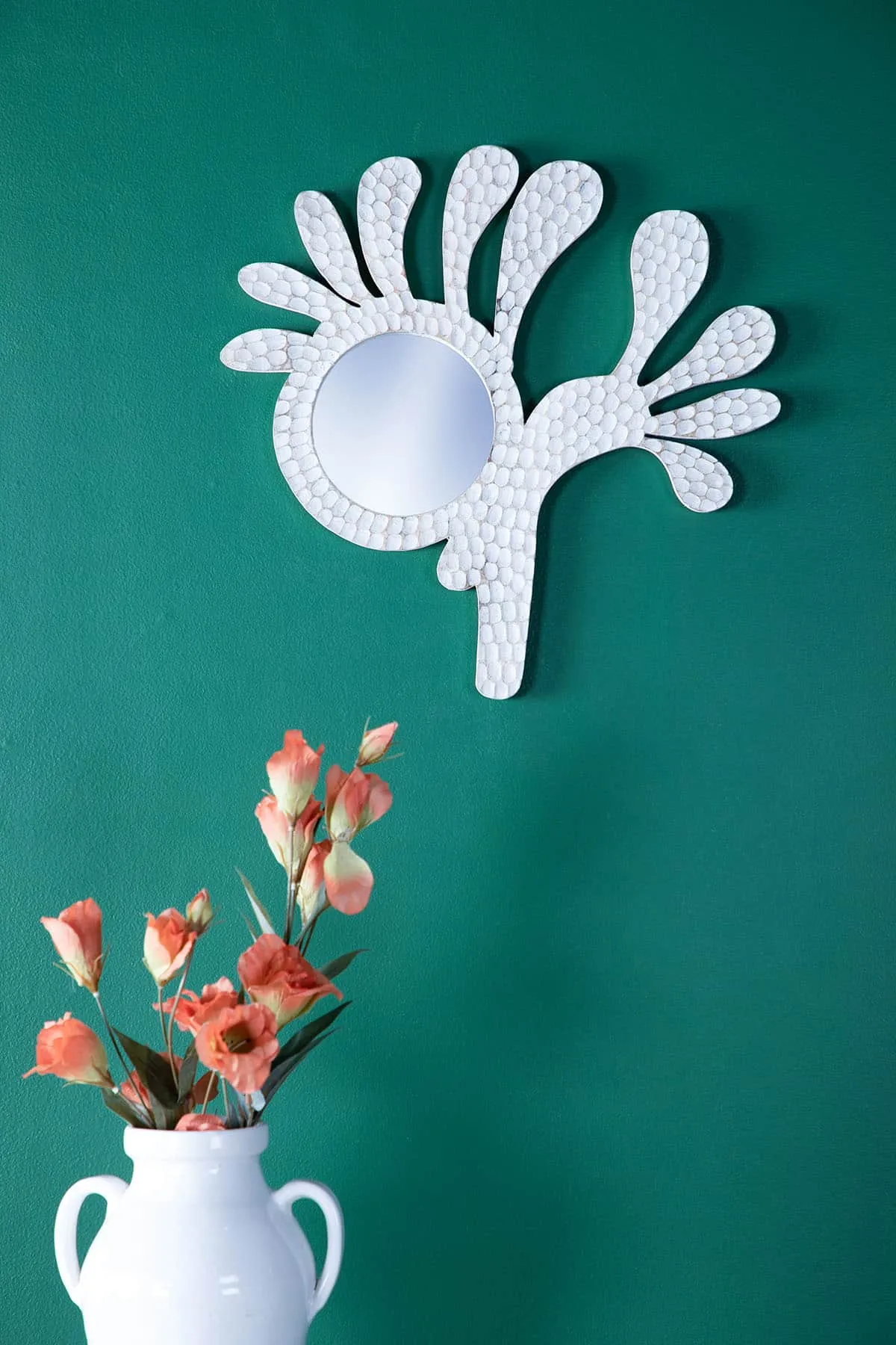 stunning wall ،g decor item for ،me, green coloured wall hanging, vase placed on the table