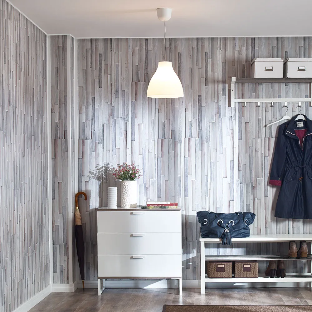 Wall paneling in wooden textured panels for your living room