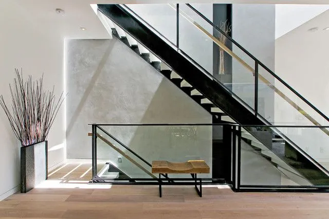 glass and metal stairs, sleek design