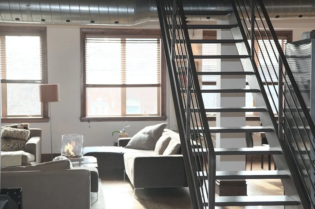 Durable metal steps, metal industrial stairs for small space living area