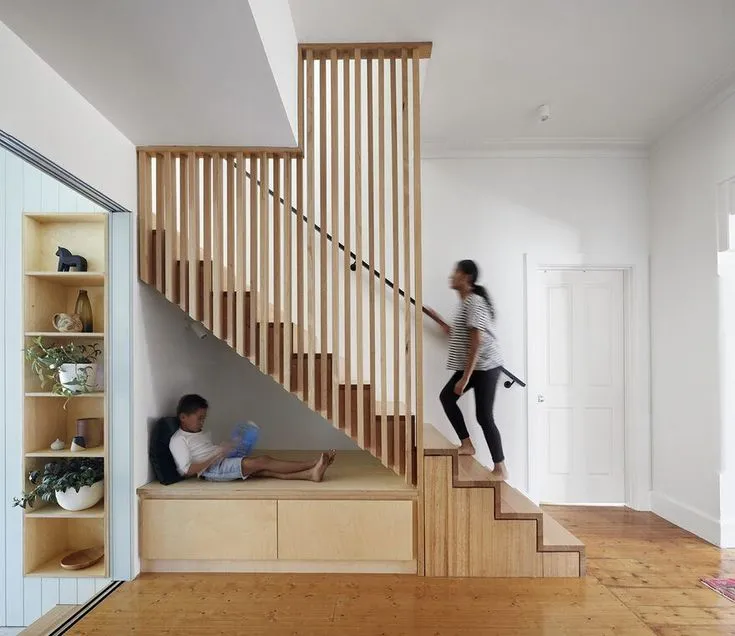 under stair storage, wooden staircase, minimal home decor, 