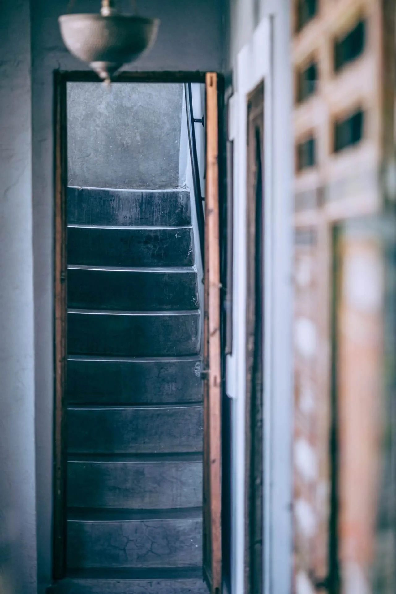 A set of weathered stone stairs leading upward, vintage stairs, best suited for small space, small space stair ideas