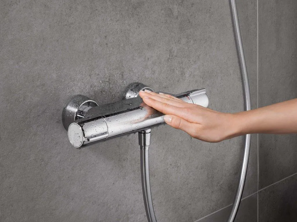 exposed shower taps of Schell plumbing products for residential and commercial projects