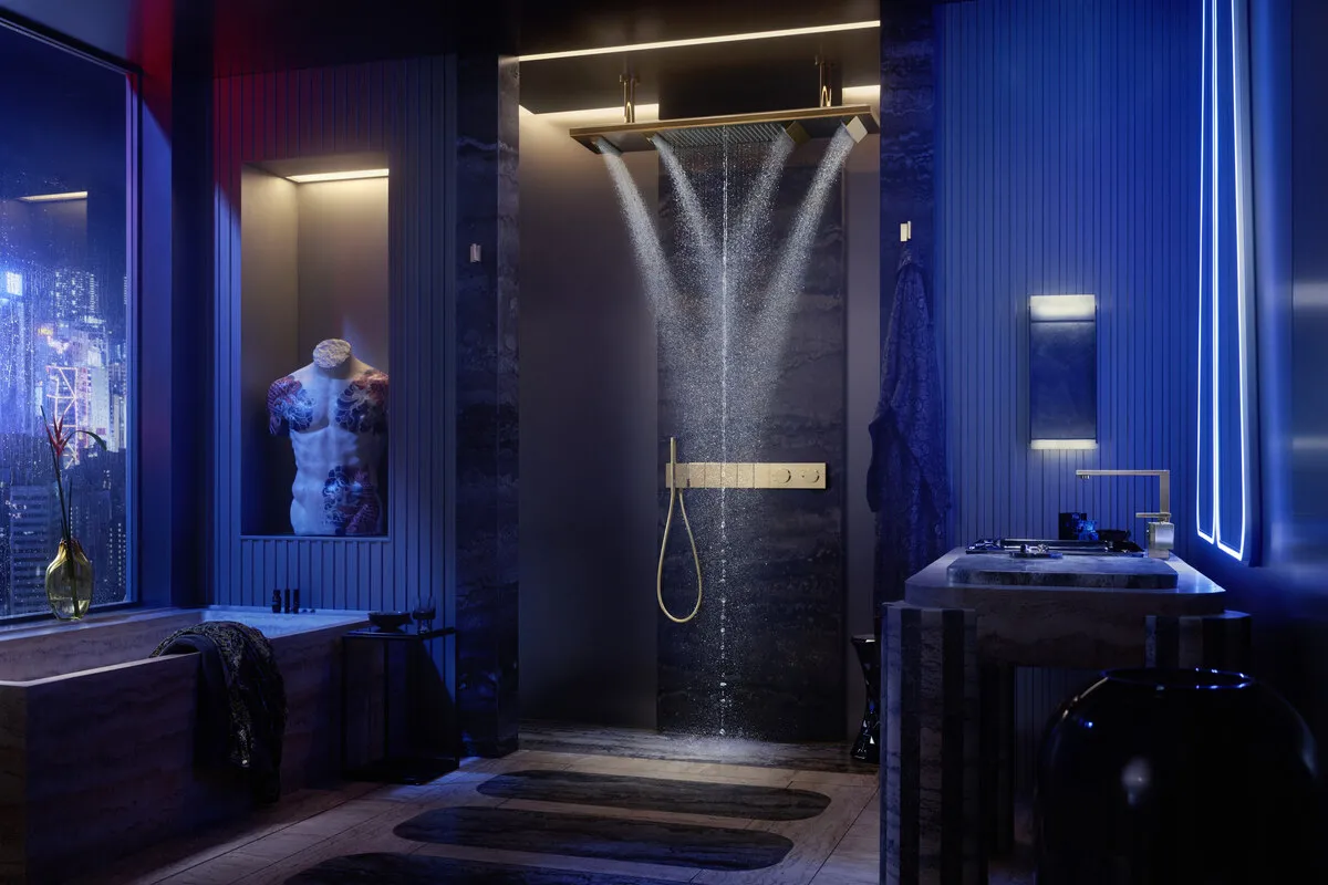hansgrohe AXOR shower products in a luxury bathroom design 