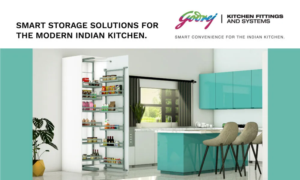 godrej modular kitchen fittings and storage solutions, SKIDO drawers, pantry unit, tall unit, and organiser