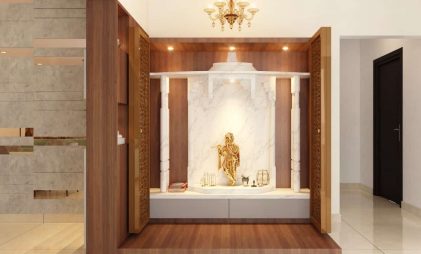 marble mandir, backlit mandir, intricate design