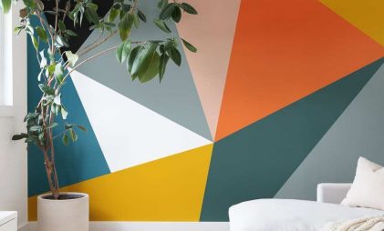 colorful wall painted using painter's tape