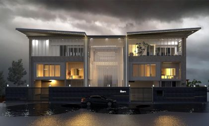 house front elevation design, modern architecture, facade design using premium building materials, Architect Perspective