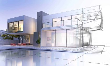 3d home plan created by home designer software in white