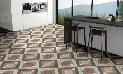 geometric pattern vitrified tiles by kajaria